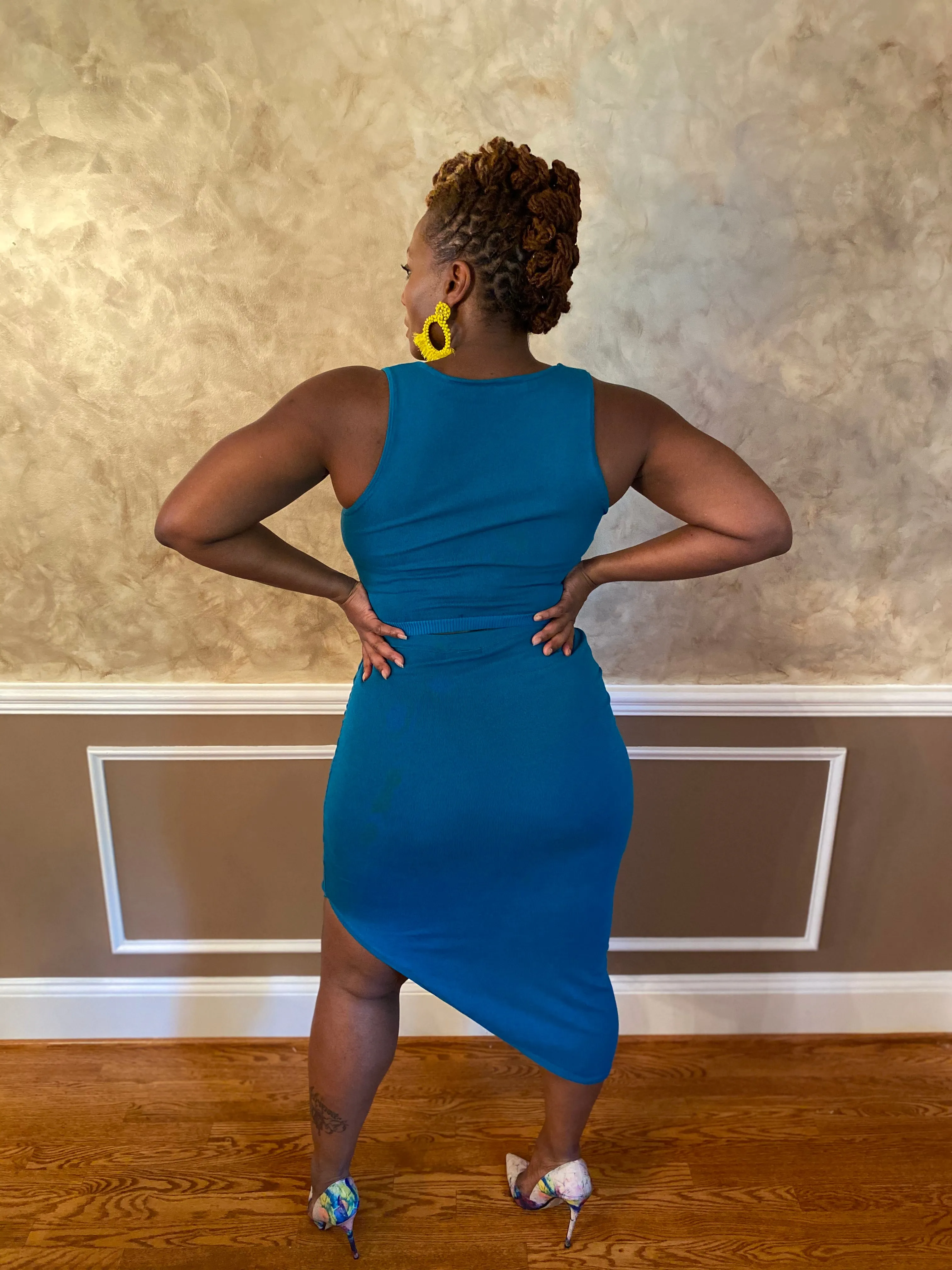 Crop Top Midi Skirt Set