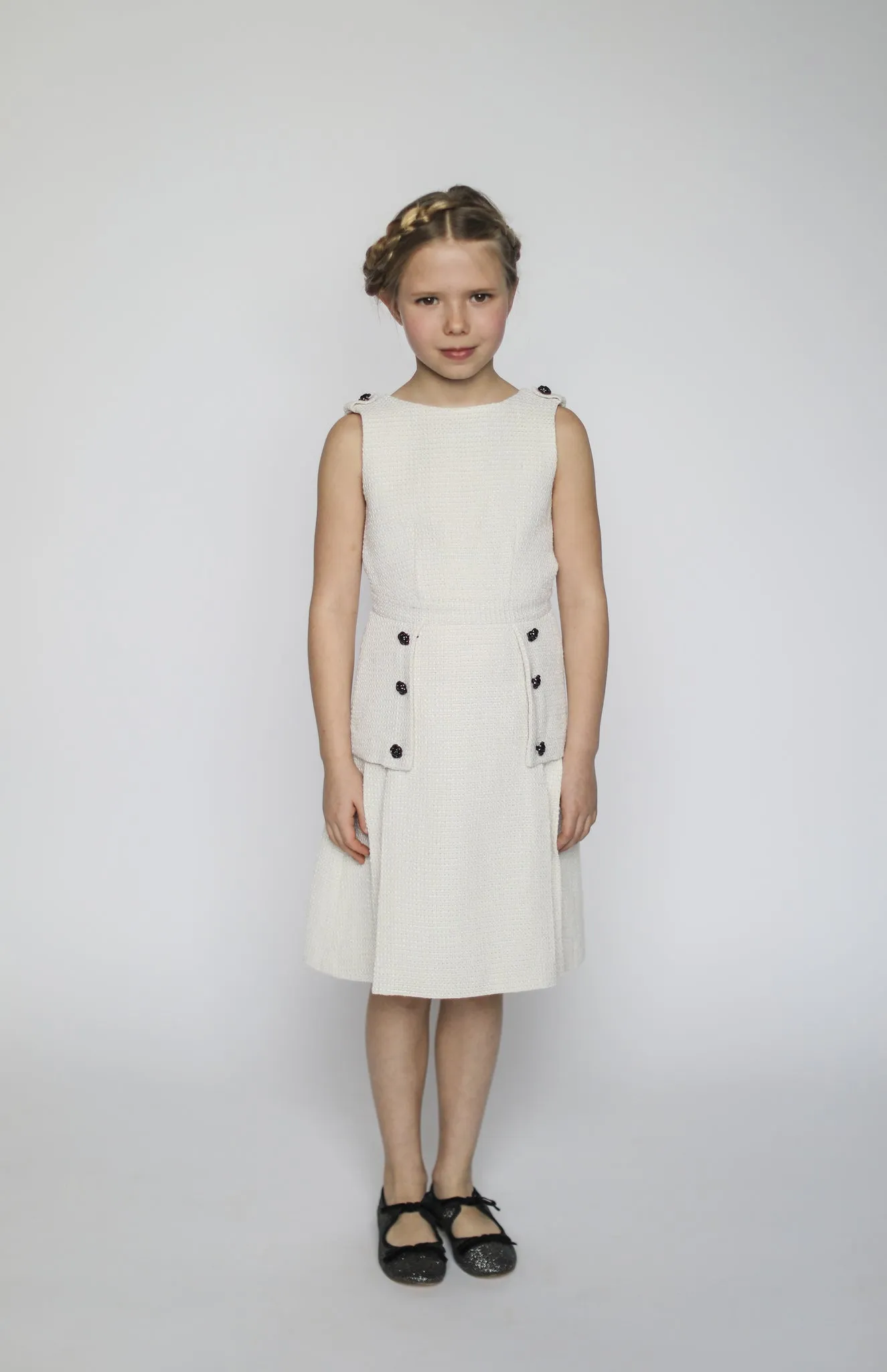 Daphne dress (ivory with gold metallic thread)