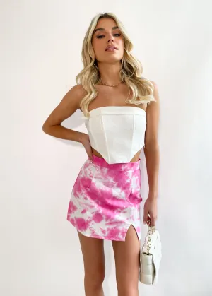 Darcie Denim Mini Skirt - Pink Tie Dye