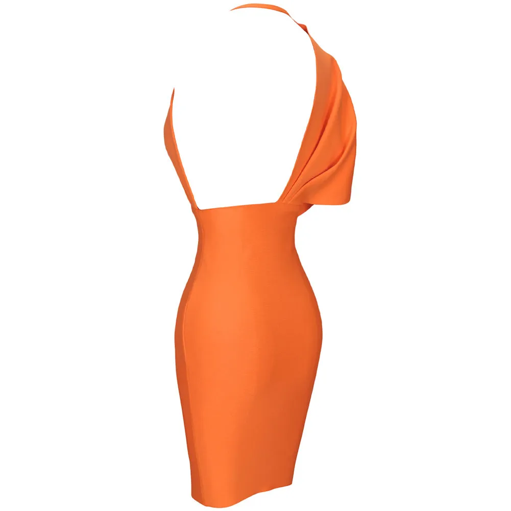 Deep-V Asymmetrical Mini Bandage Dress PF21408