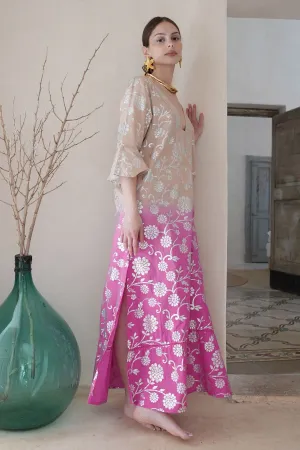 Delfi Maxi Tunic Peach/Fuchsia