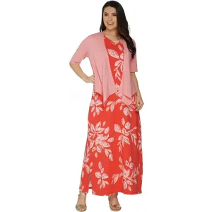 Denim & Co. Women's Plus Size V-Neck Sleeveless Maxi Dress And Shrug Set