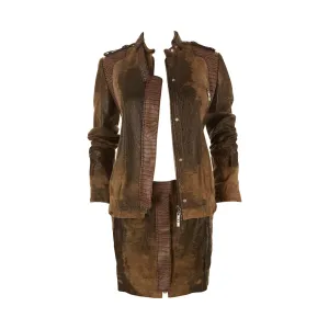 Dior Distressed Leather Skirt Set