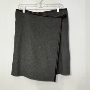 DKNY Wrap Skirt Cashmere Wool Blend Gray NWT 12 Old Money Equestrian