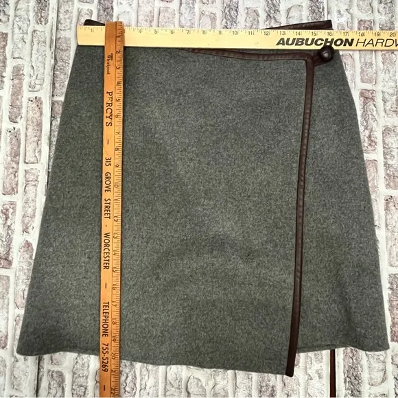 DKNY Wrap Skirt Cashmere Wool Blend Gray NWT 12 Old Money Equestrian