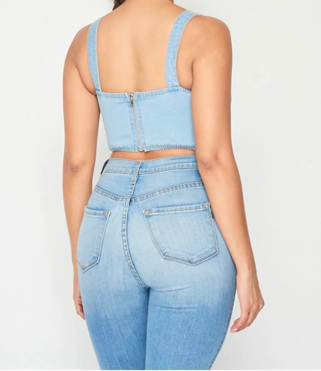 “Don’t Play Fair” Denim Crop Top