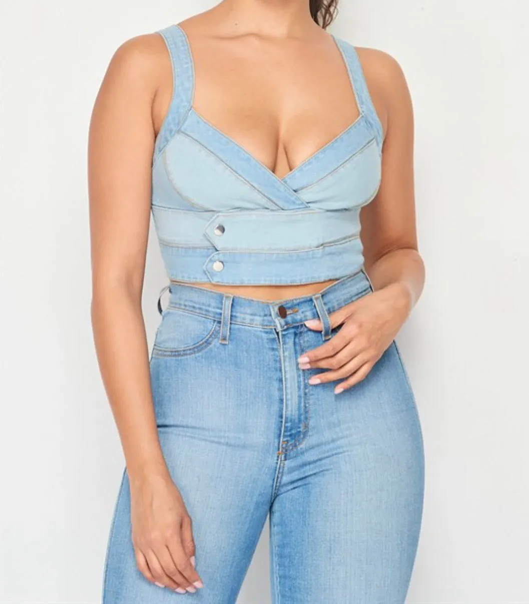“Don’t Play Fair” Denim Crop Top