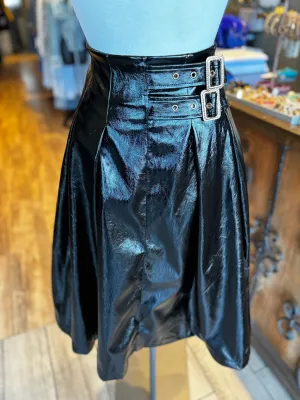 Double Belted Leather Skirt