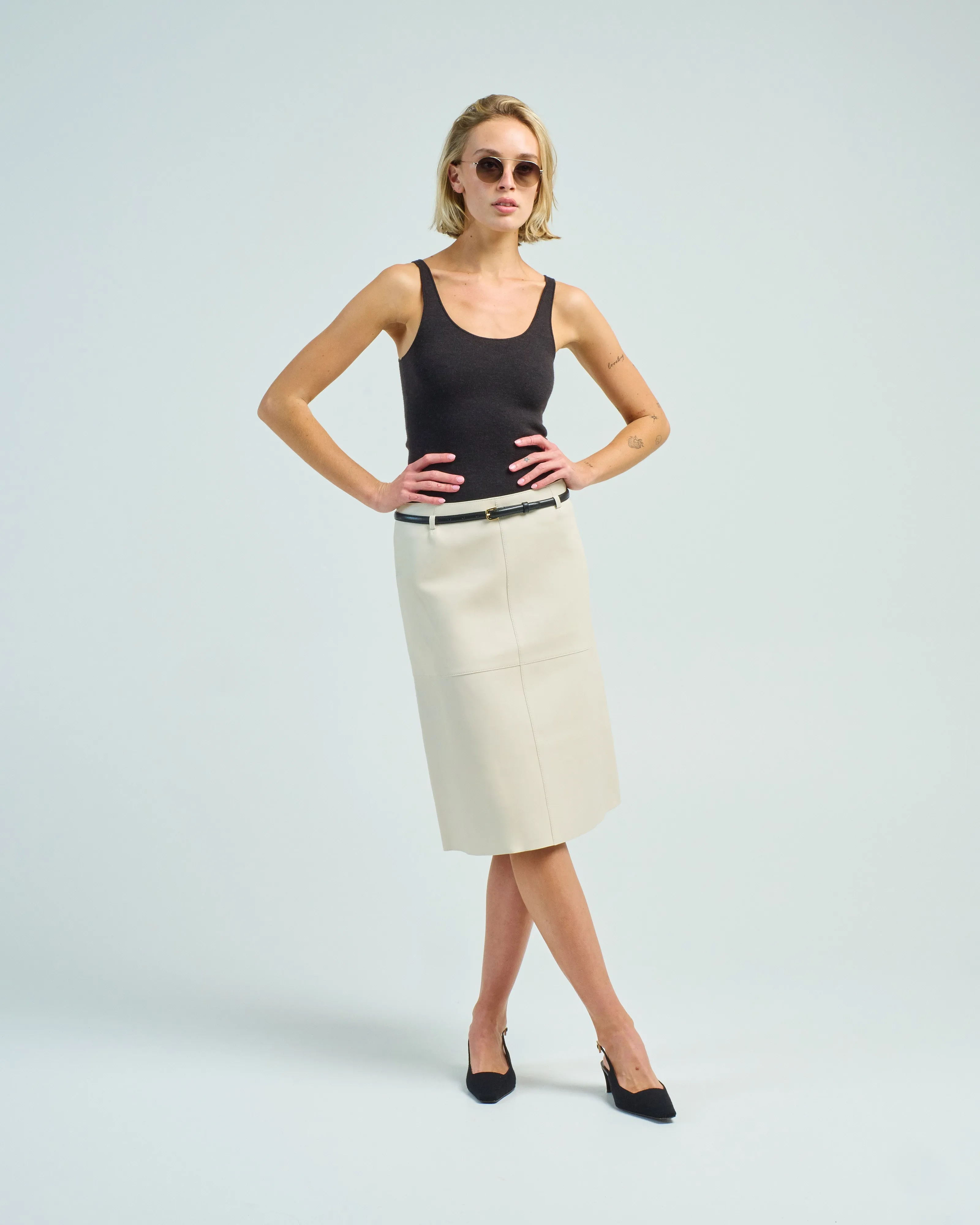 double leather skirt