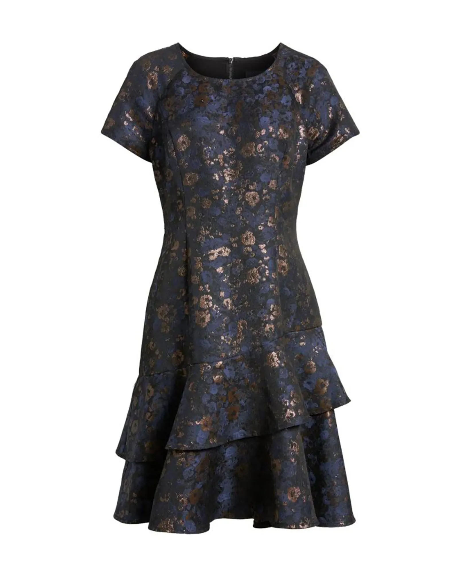 Double Tiered Hem Jacquard Dress