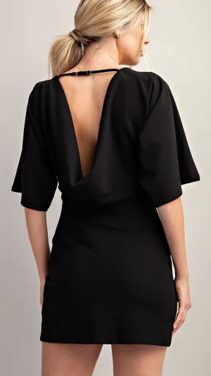 Draped Back Mini Dress