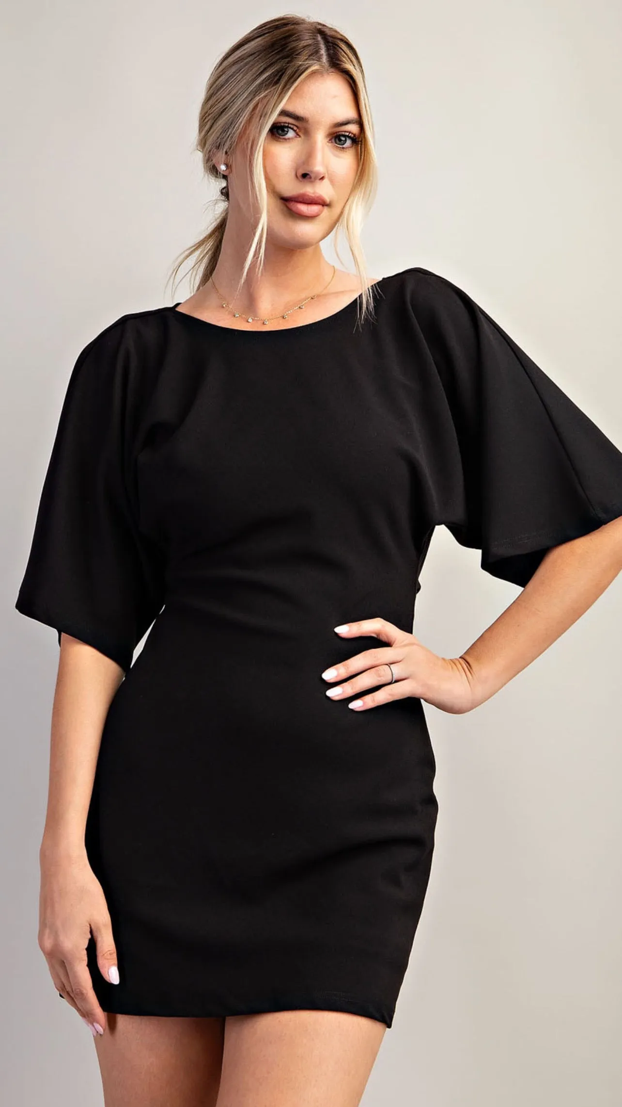 Draped Back Mini Dress