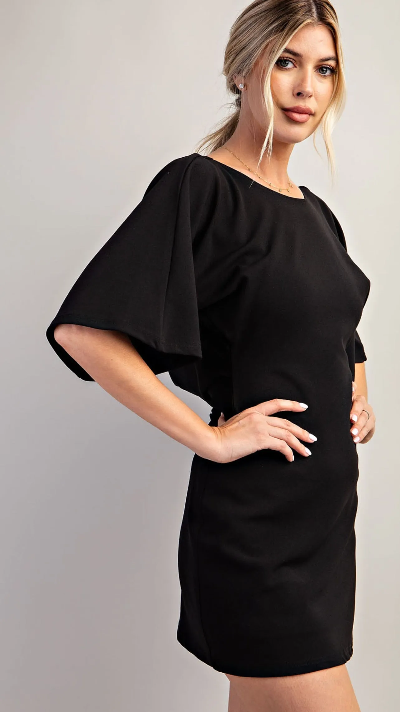 Draped Back Mini Dress