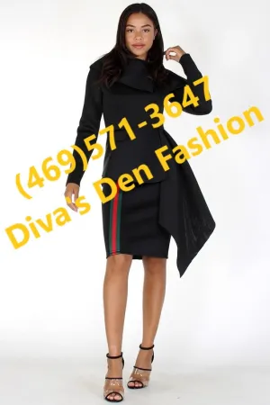 Draped Collar Midi Dress