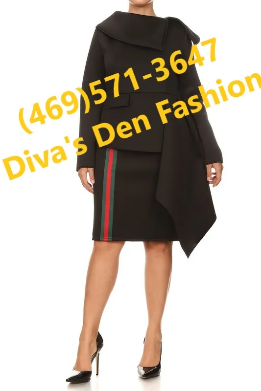 Draped Collar Midi Dress