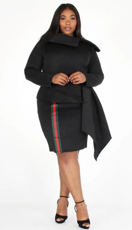 Draped Collar Midi Dress
