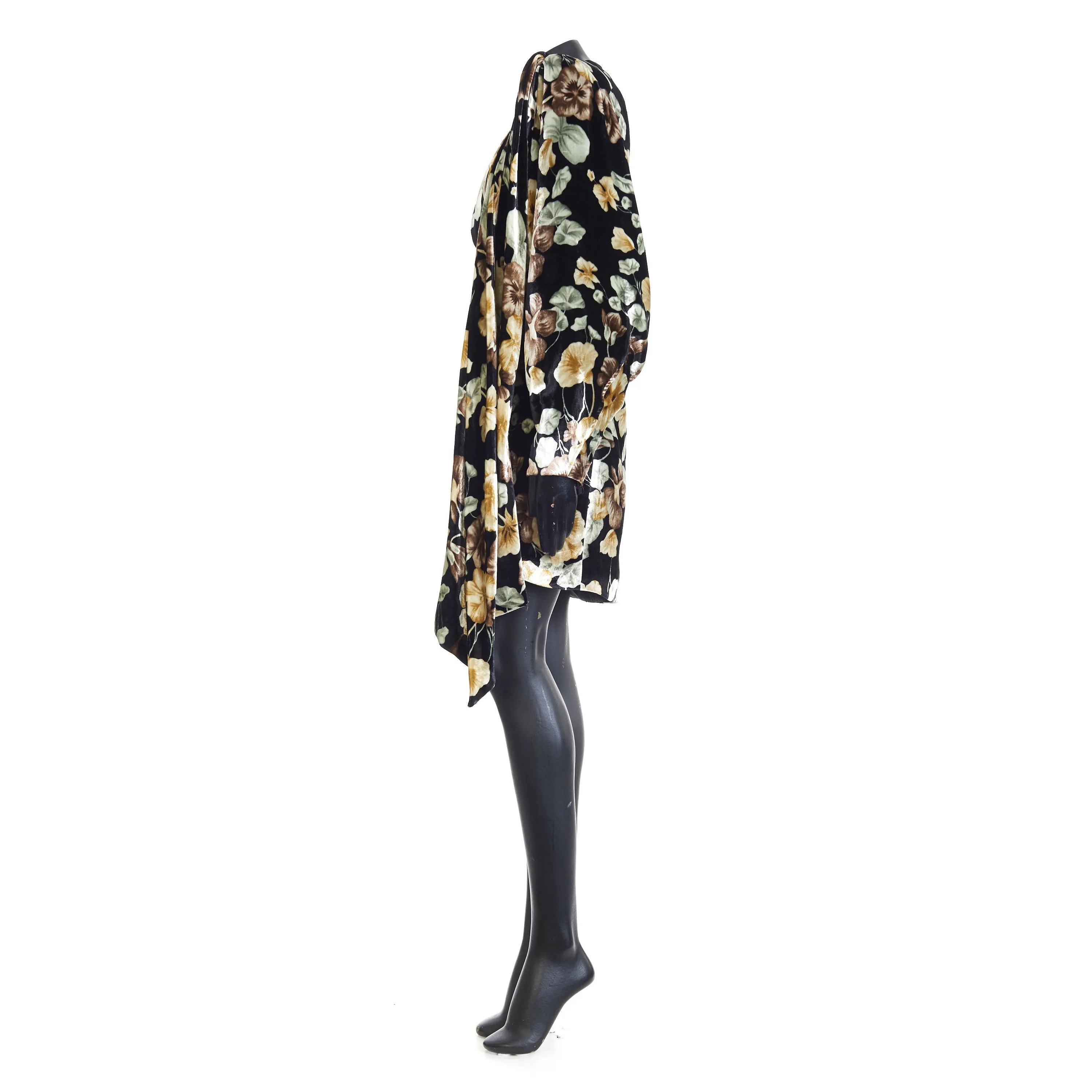 Draped Dress In Floral Velvet