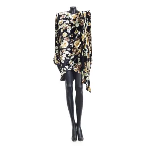 Draped Dress In Floral Velvet