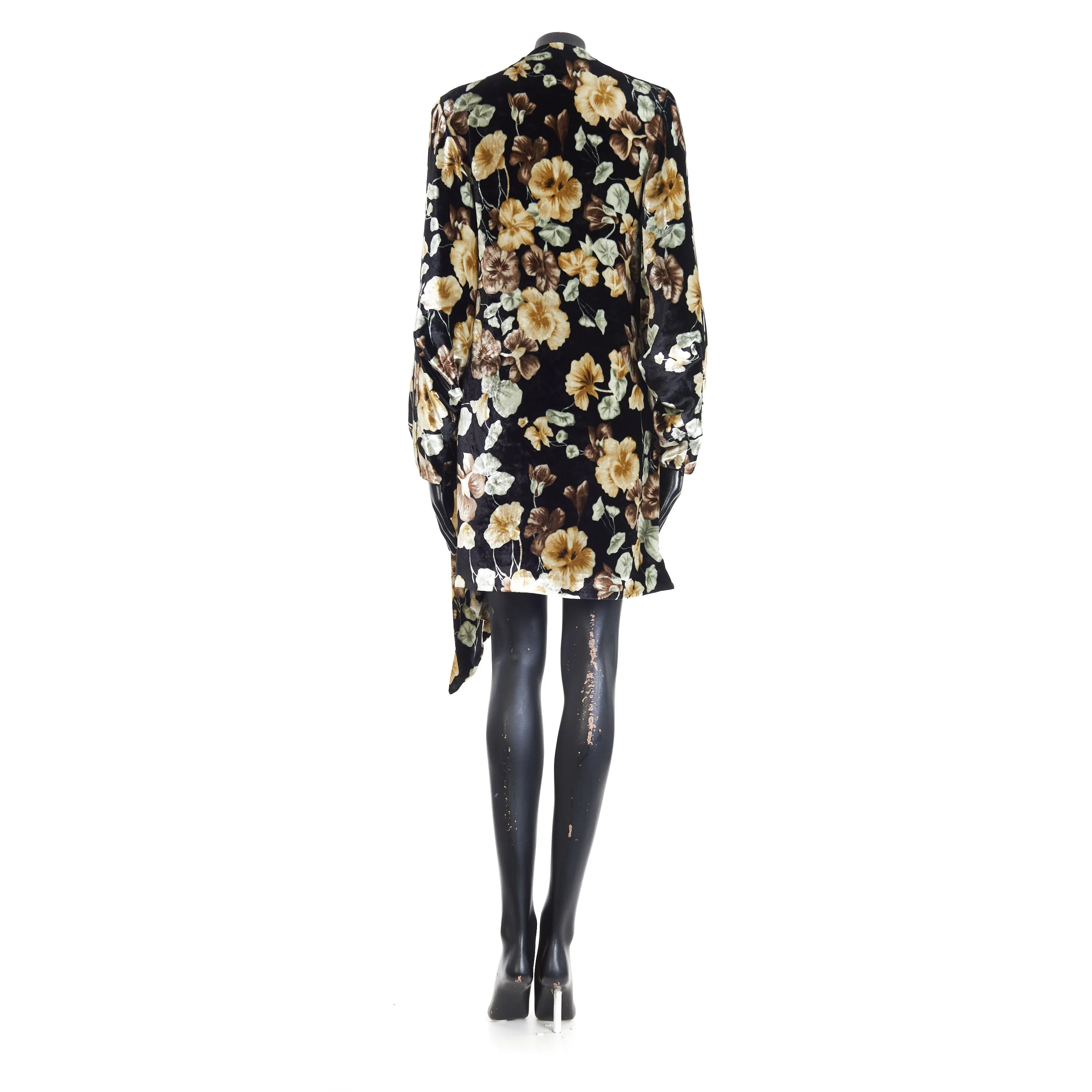 Draped Dress In Floral Velvet