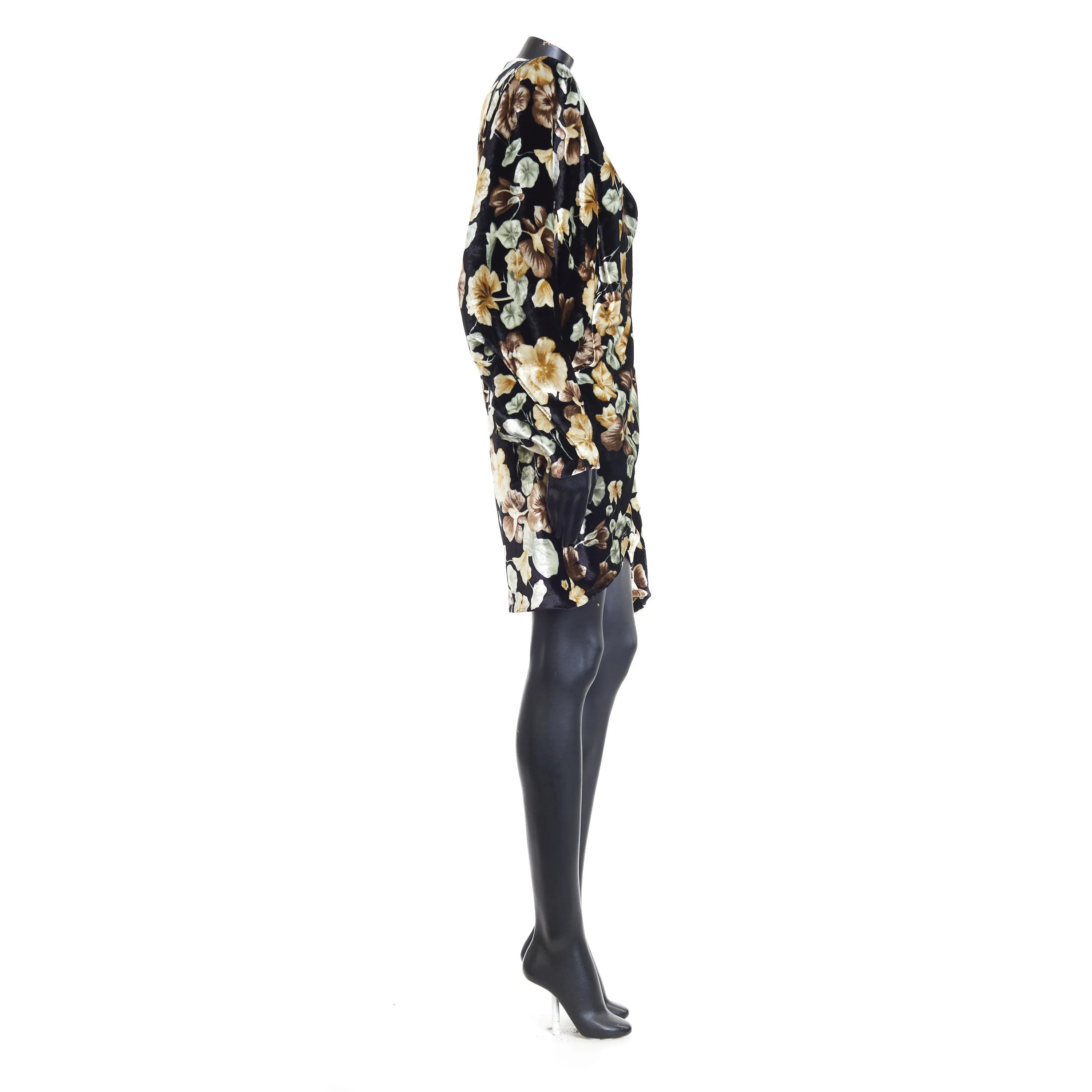 Draped Dress In Floral Velvet