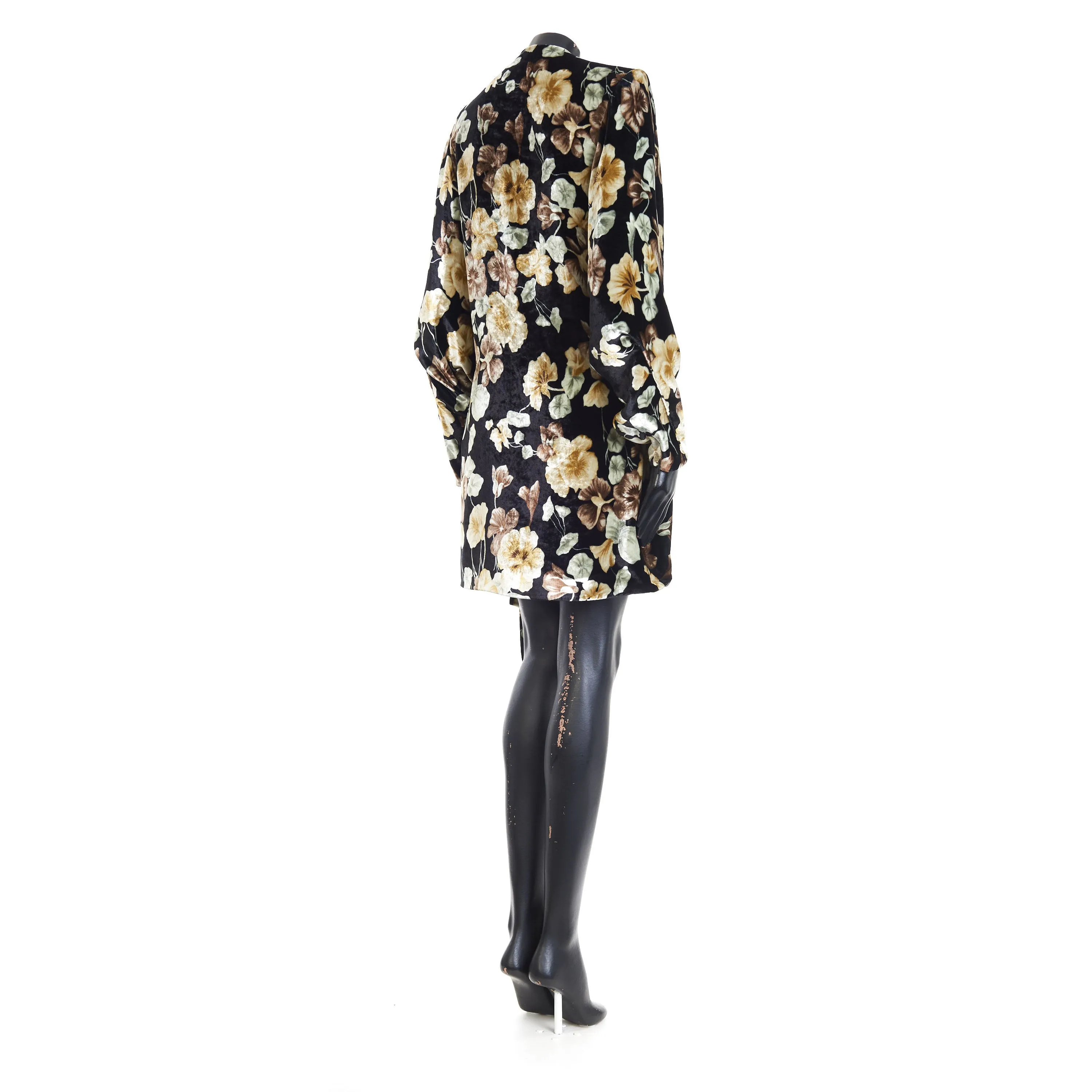 Draped Dress In Floral Velvet