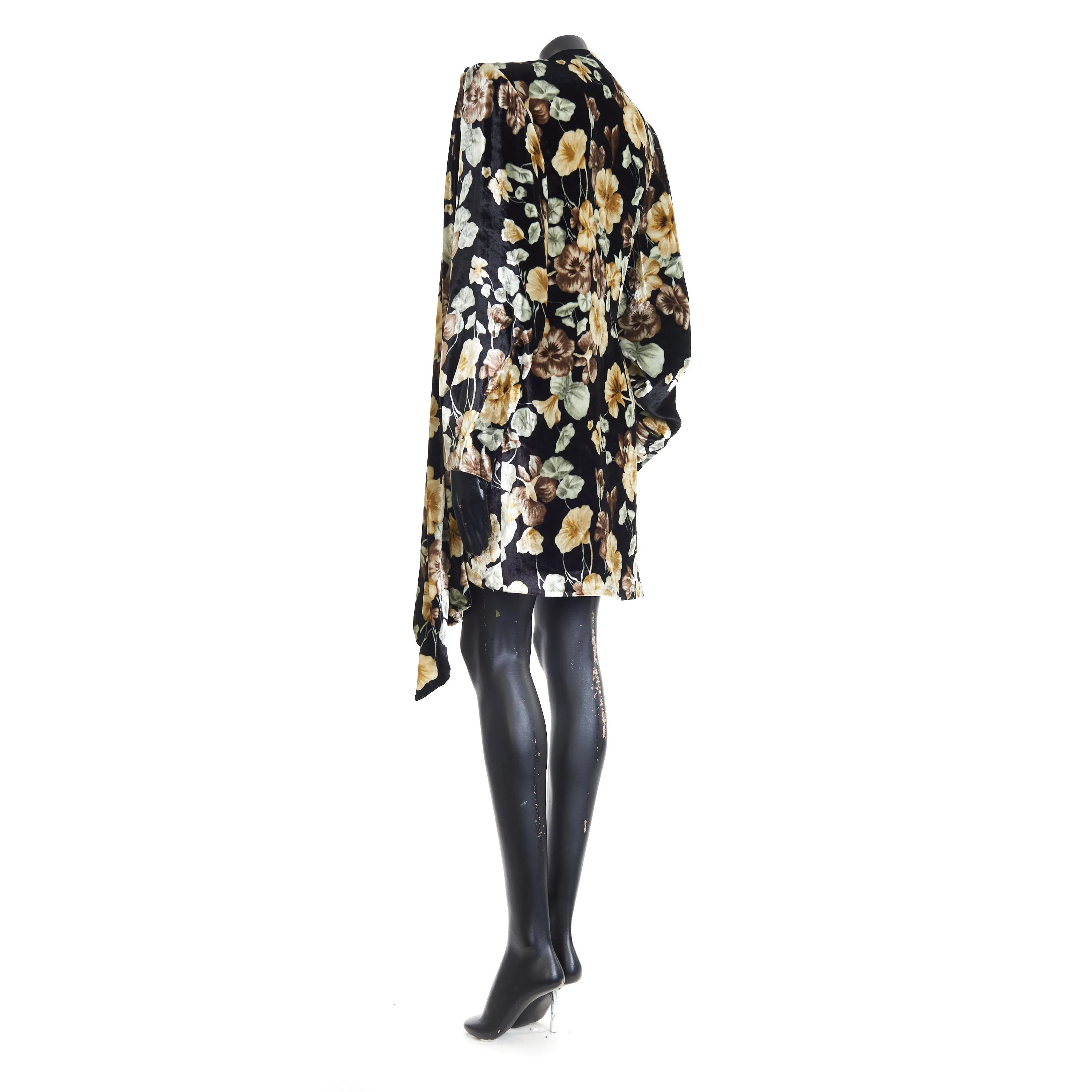 Draped Dress In Floral Velvet