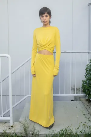 Draped Overlay Dress - Lemon