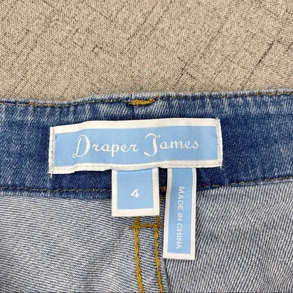 Draper James Scalloped High Rise Denim Jean Skirt Blue 4 Small