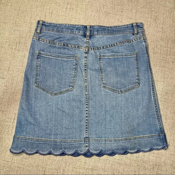 Draper James Scalloped High Rise Denim Jean Skirt Blue 4 Small