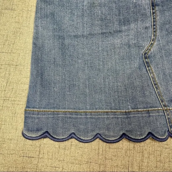 Draper James Scalloped High Rise Denim Jean Skirt Blue 4 Small