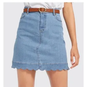 Draper James Scalloped High Rise Denim Jean Skirt Blue 4 Small