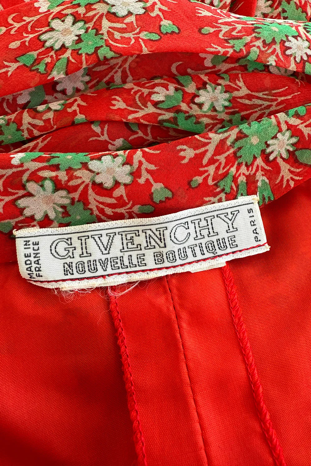 Dreamy Spring 1977 Givenchy Well Documented Off-Shoulder Floral Print Silk ChiffonDress
