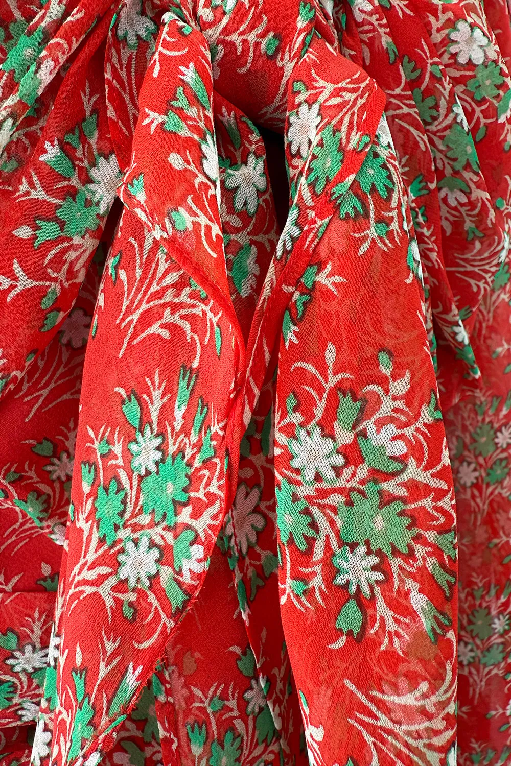 Dreamy Spring 1977 Givenchy Well Documented Off-Shoulder Floral Print Silk ChiffonDress