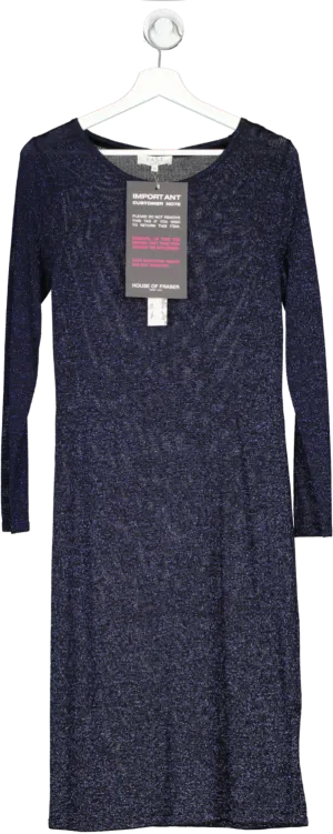 East Blue Metallic Knit Dress UK 10