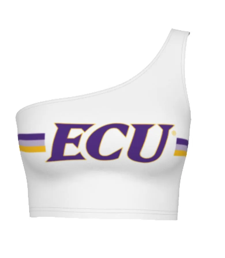ECU Pirates White One Shoulder Top