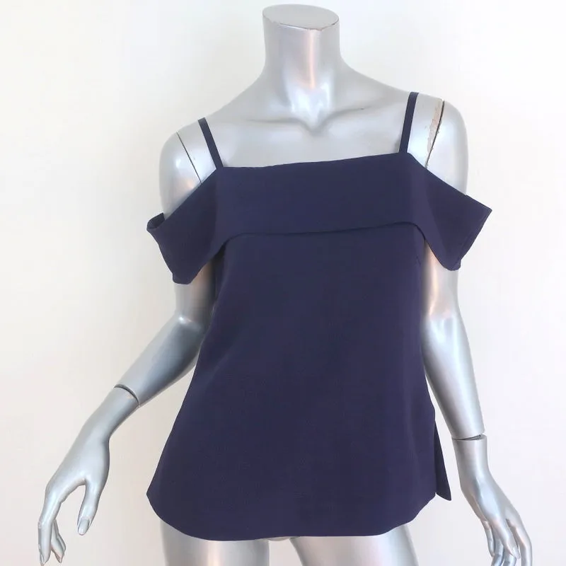 Elizabeth and James Off the Shoulder Top Tara Navy Satin Crepe Size 4
