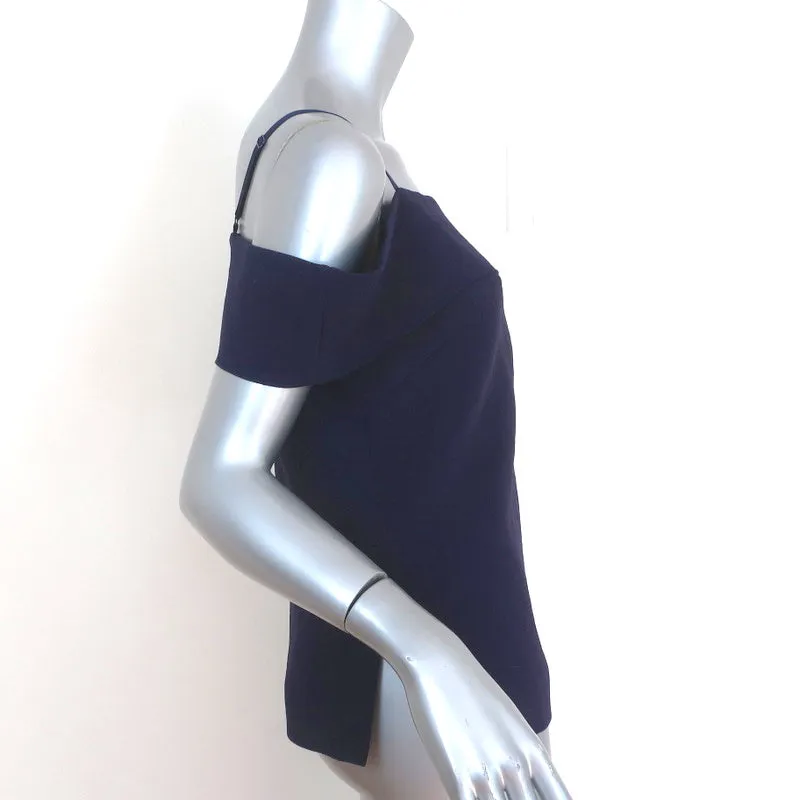 Elizabeth and James Off the Shoulder Top Tara Navy Satin Crepe Size 4