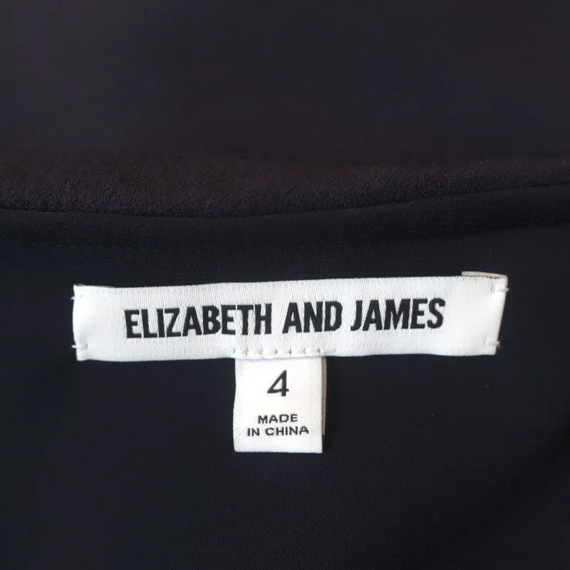 Elizabeth and James Off the Shoulder Top Tara Navy Satin Crepe Size 4