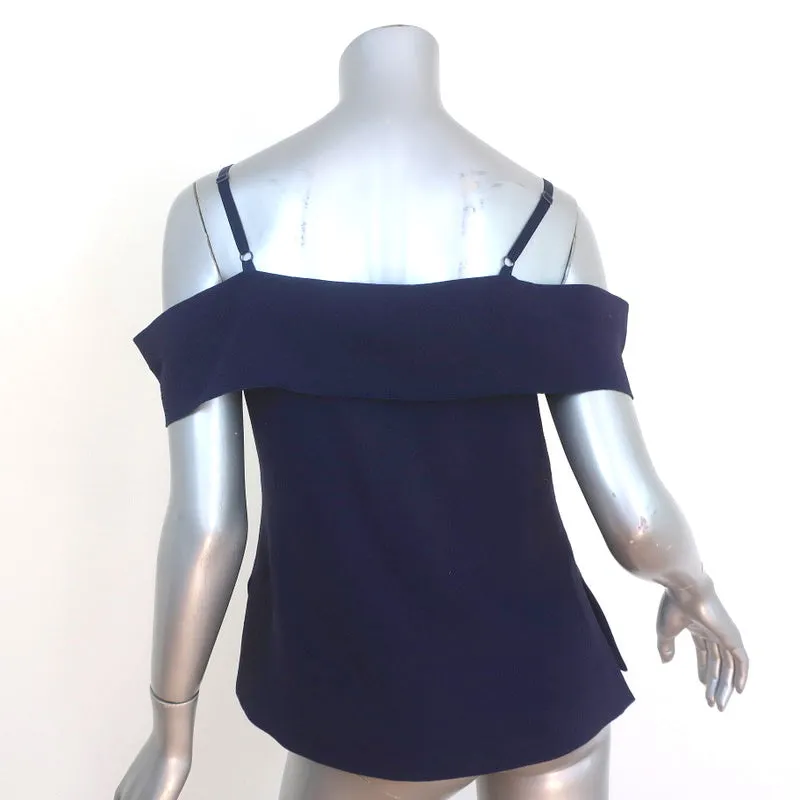 Elizabeth and James Off the Shoulder Top Tara Navy Satin Crepe Size 4