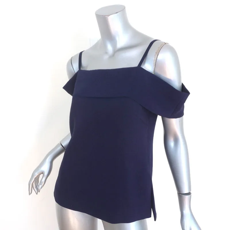 Elizabeth and James Off the Shoulder Top Tara Navy Satin Crepe Size 4