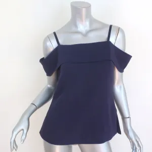 Elizabeth and James Off the Shoulder Top Tara Navy Satin Crepe Size 4