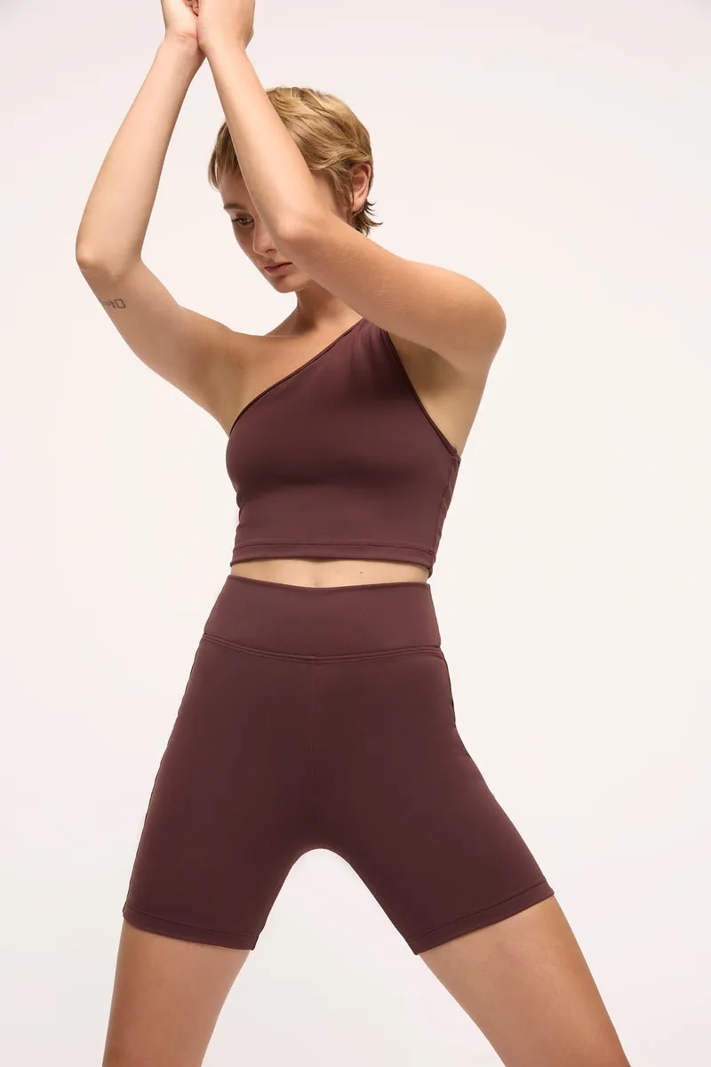Elyse One Shoulder Top | Coffee