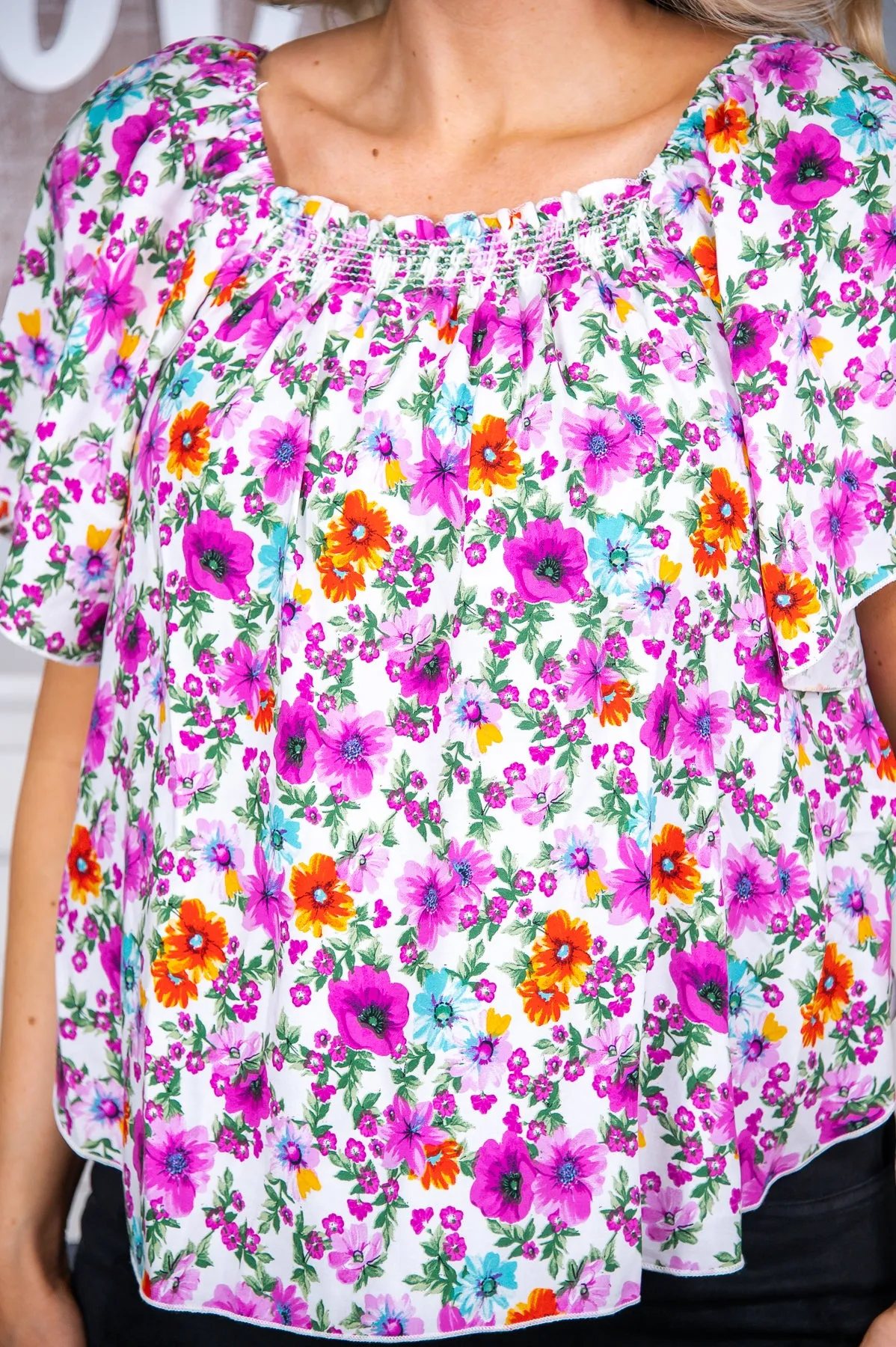 Embracing Nature Fuchsia/Multi Color Floral Top - T6767FU