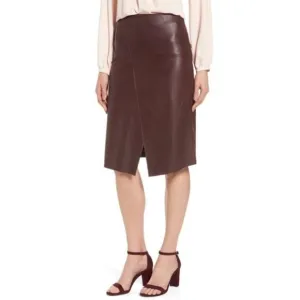 Emerson Rose Leather‎ Pencil Skirt in Burgundy Fudge Style ER362883MI.
