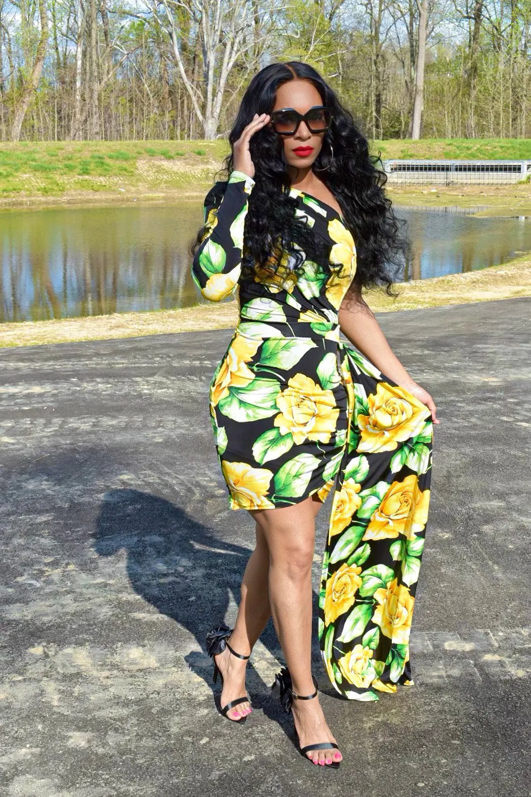 Emma Draped Floral Dress