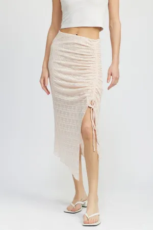 Emory Park RUCHED LACE SKIRT WITH HIGH SLIT