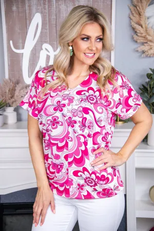 Enjoying My Day Fuchsia/Multi Color Floral/Printed Top - T6695FU
