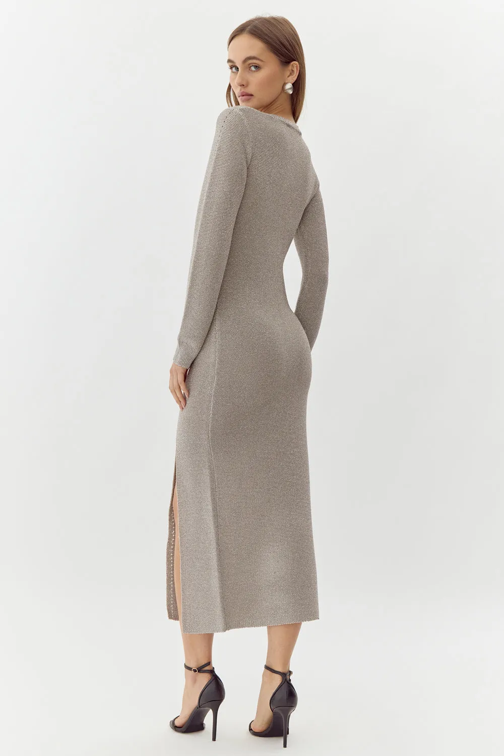 Estelle Metallic Knit Midi Dress