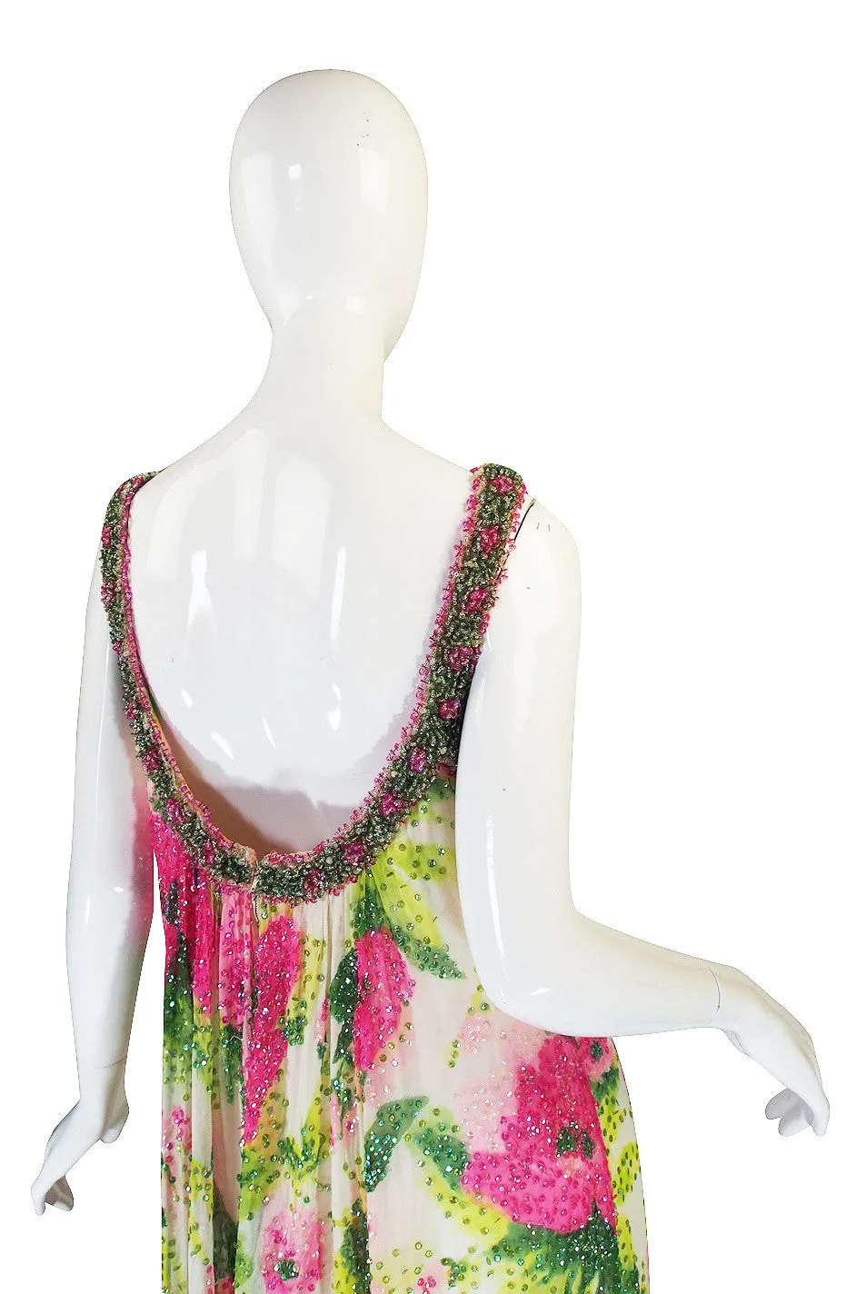 Extraordinary 1960s Sequin, Bead & Silk Chiffon Dress