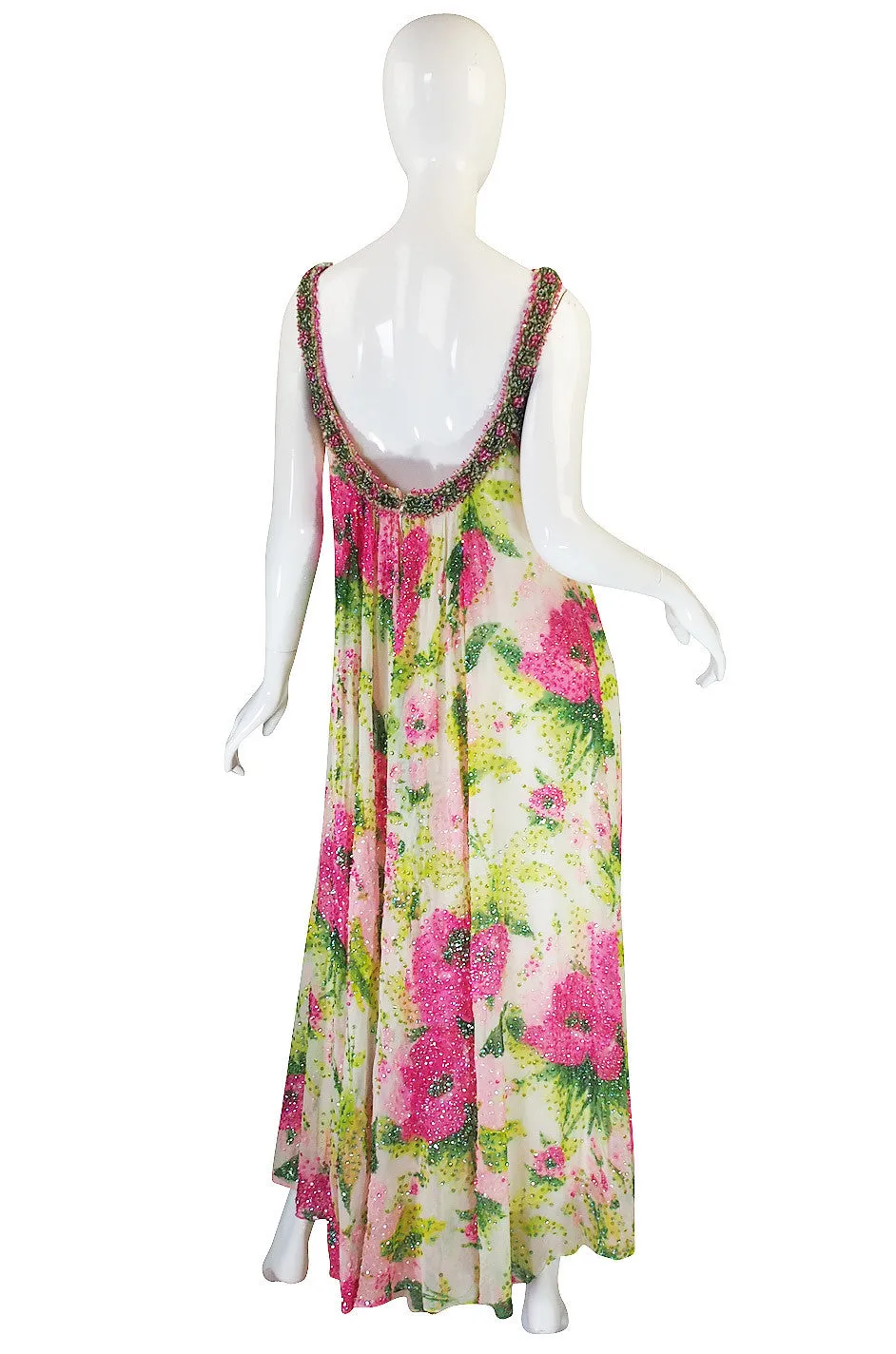 Extraordinary 1960s Sequin, Bead & Silk Chiffon Dress